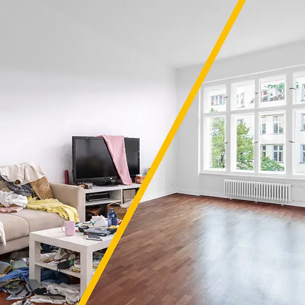 Vorher-Nachher-Ansicht einer aufzulösenden Wohnung